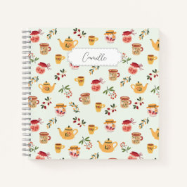 Anpassbare Teezeit Nahtloses Muster Notizbuch
