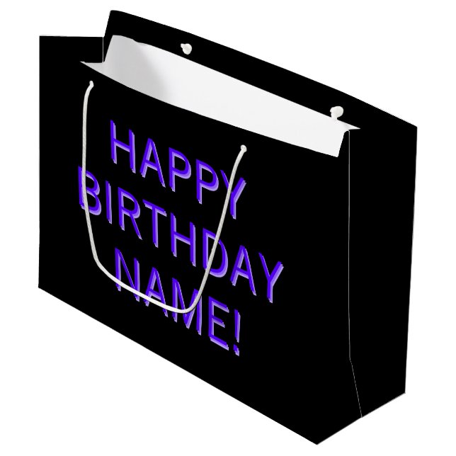 Anpassbare Textglücke zum Geburtstag auf einen bel Große Geschenktüte (Vorderseite Schrägansicht)