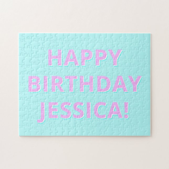Anpassbare Textglücke zum Geburtstag zu jedem Name Puzzle (Horizontal)