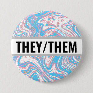 Anpassbare Transgender-Flag für Pronouns-Marbled Button