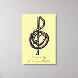 Anpassbare Treble Clef Heart Leinwanddruck