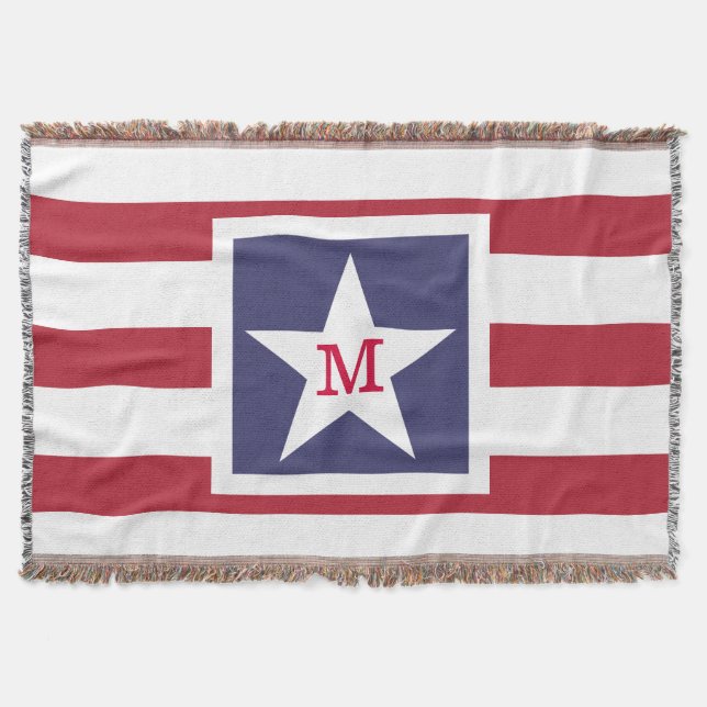 Anpassbare U.S.A.-Flag-Monogramm Decke (Vorderseite)