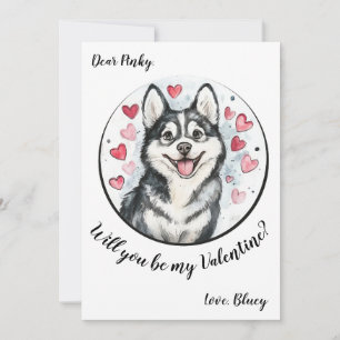 Anpassbare Valentinstagskarte Husky Feiertagskarte