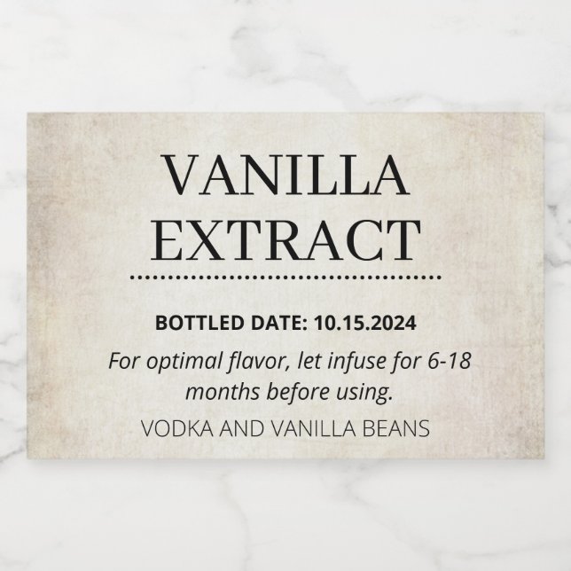 Anpassbare Vanilla Extract Label AB01_01RTbk (Einzelnes Label)
