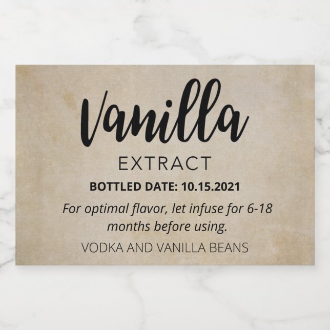 Anpassbare Vanilla Extract Label VE001_04RT (Einzelnes Label)
