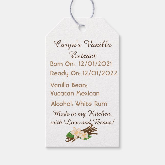 Anpassbare Vanilla Extract-Labels Geschenkanhänger (Vorderseite)