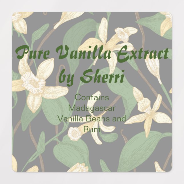 Anpassbare Vanilla Orchid, Vanilla Extract Etiketten (Design 1)