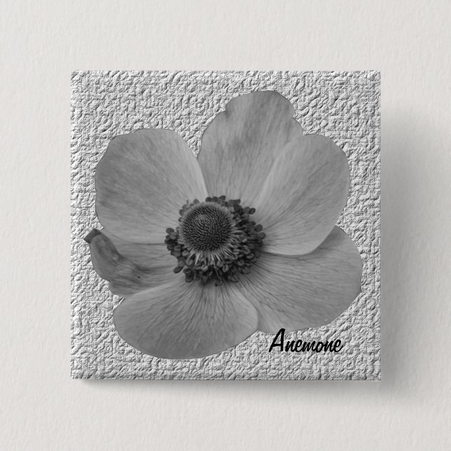 Anpassbare Vintage-Anemone-Taste Button (Vorderseite)