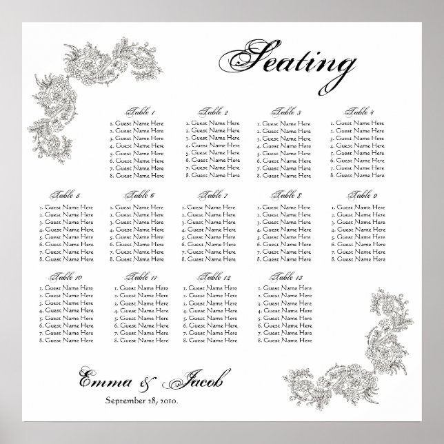 Anpassbare Vintage Inspirierte Sitztabelle Poster (Vorne)