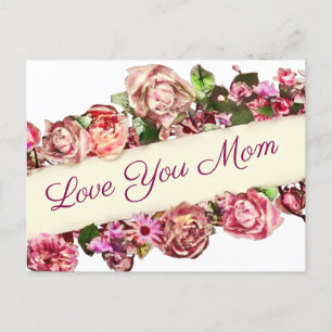 Anpassbare Vintage Mädchenhaft Blumen Liebe dich M Postkarte