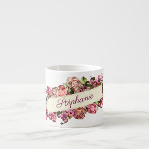 Anpassbare Vintage Süße Weibliche Florale Brautjun Espressotasse