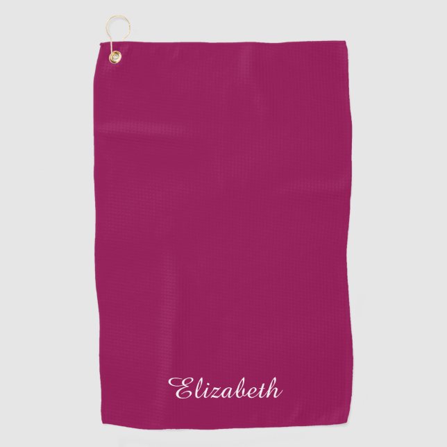 Anpassbare Viva Magenta Template Name Monogram Golfhandtuch (Vorderseite)