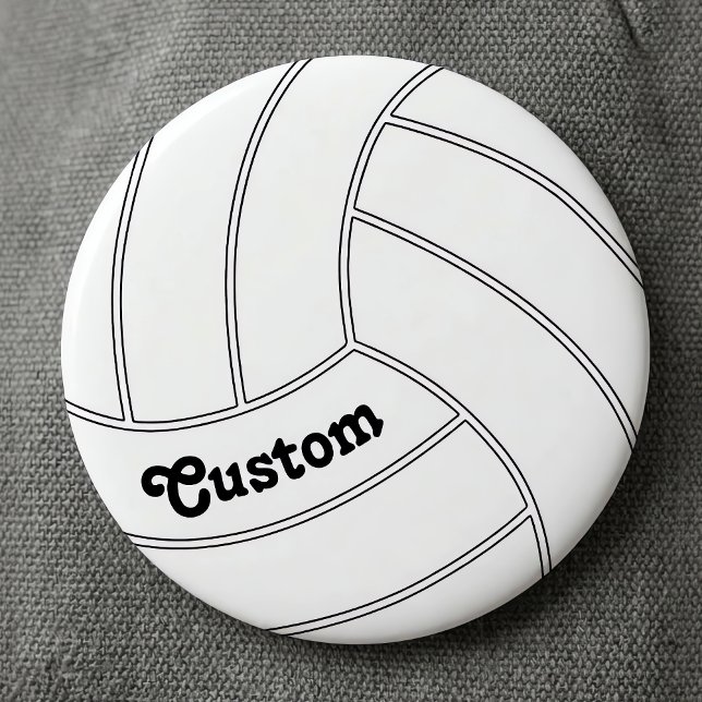 Anpassbare Volleyball-Runde Button-Nadel Button (Personalized volleyball button pin with custom volleyball player name, team name or text.)