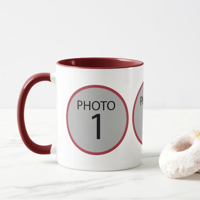 Anpassbare Vorlage 3 FOTO Kaffeemaschine Tasse (Mit Donut)