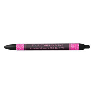 Anpassbare Vorlage Eleganter rosa Glitzer Kugelschreiber