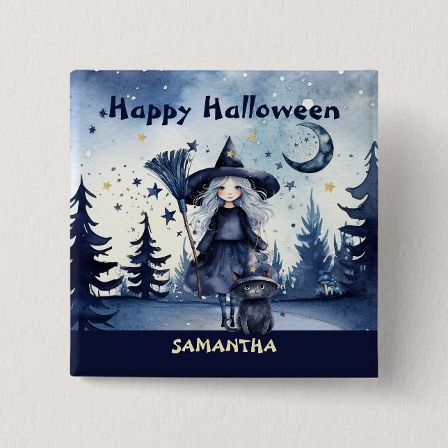 Anpassbare Wasserfarbe Halloween Schaltfläche anpa Button (Vorderseite)