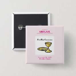 Anpassbare, weibliche Kommunion Körper und Blut Button