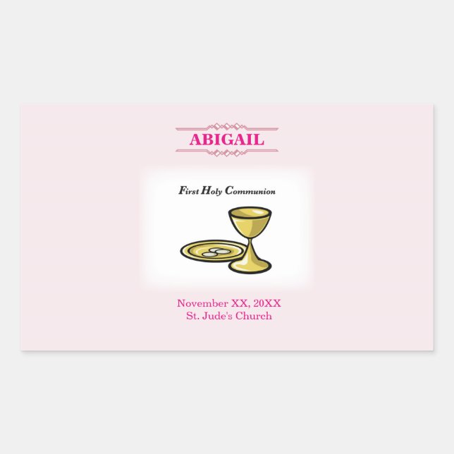 Anpassbare, weibliche Kommunion Körper und Blut Rechteckiger Aufkleber (Vorderseite)