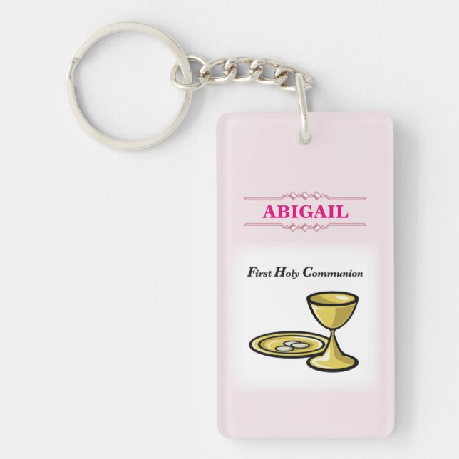 Anpassbare, weibliche Kommunion Körper und Blut Schlüsselanhänger (Vorderseite)