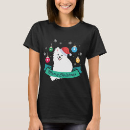 Anpassbare Weihnachten des japanischen Spitz-Hunde T-Shirt