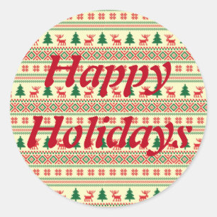 Anpassbare Weihnachtsaufkleber für den Strick Runder Aufkleber