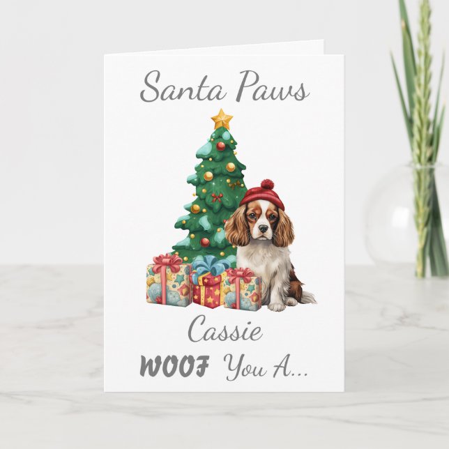 Anpassbare Weihnachtsfrau Cavalier Spaniel Karte (Vorderseite)
