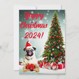 Anpassbare Weihnachtskarte für Mops Hund Yappy Wei Ankündigung