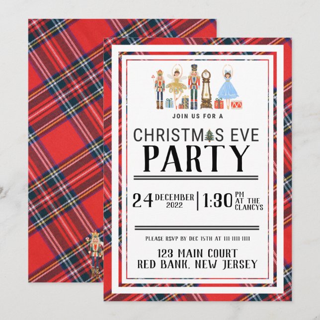 Anpassbare Weihnachtsnachtsnachtsnachtsnahrungsmit Einladung (Vorne/Hinten)