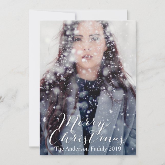 Anpassbare Weihnachtstypografie Feiertagskarte (Vorderseite)