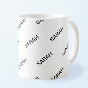 Anpassbare wiederholende Text moderne weiße und sc Kaffeetasse