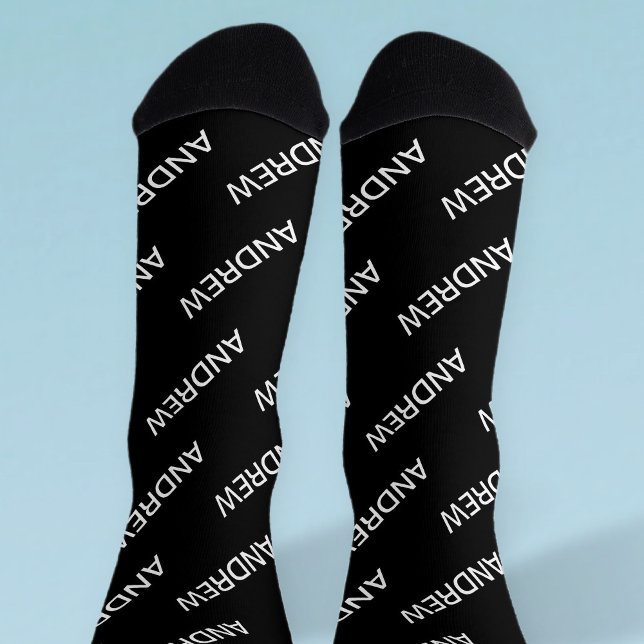 Anpassbare Wiederholungstexte modern weiß und schw Socken (Von Creator hochgeladen)