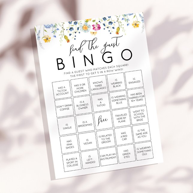 Anpassbare Wildblumen Bingo Game Card Einladung (Von Creator hochgeladen)