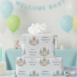 Anpassbare Winter-Wald-Hasen-Baby-Shower Geschenkpapier