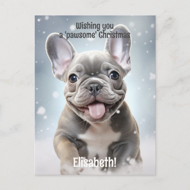 Anpassbare Winterpaws der Freude Postkarte (Vorderseite)