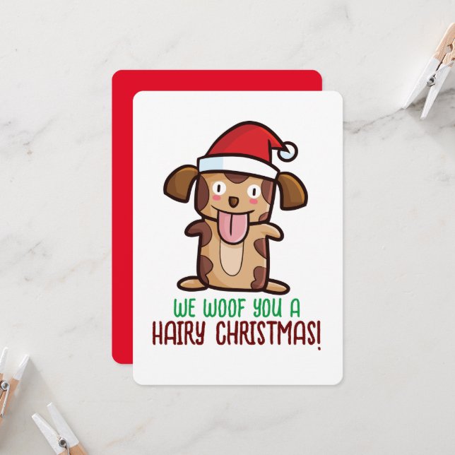 Anpassbare Wünsche hairy Christmas Einladung (Vorderseite/Rückseite Beispiel)