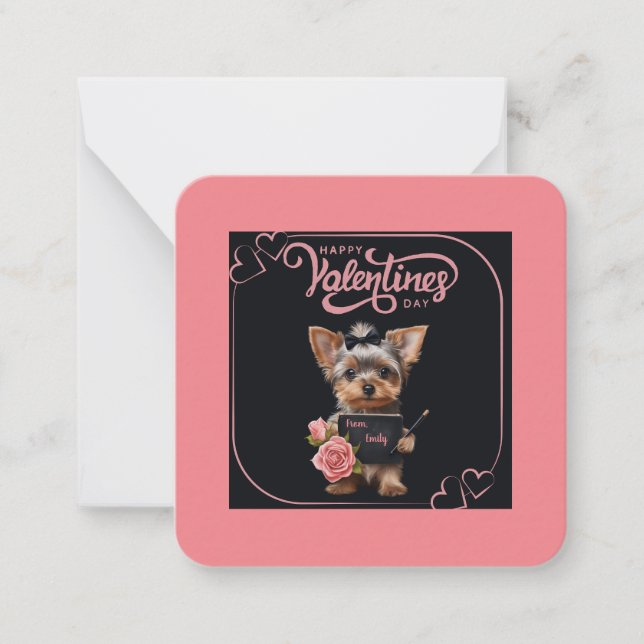 Anpassbare Yorkie Puppy Valentine Card Mitteilungskarte (Vorderseite)