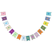 Anpassbare Zahlen 1-16 auf farbigen Flaggen