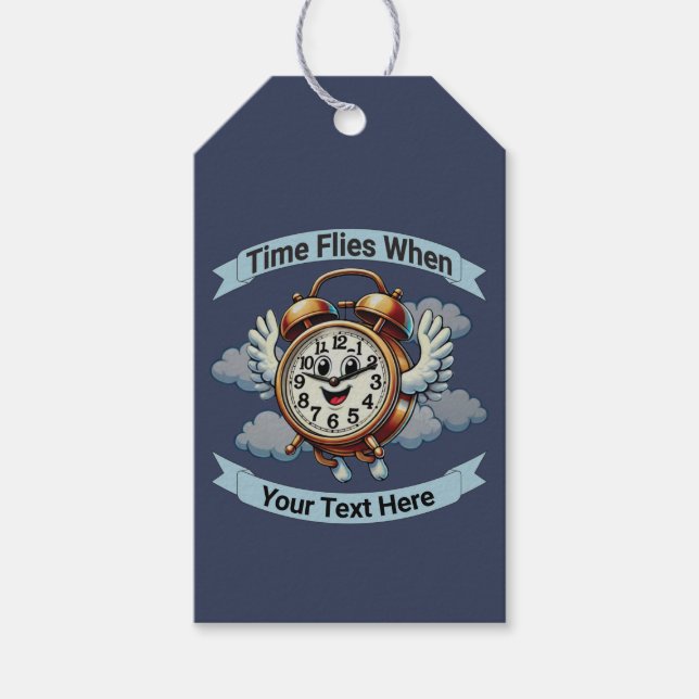 Anpassbare "Zeitfliegen, wenn" Uhr Geschenkanhänger (Vorderseite)