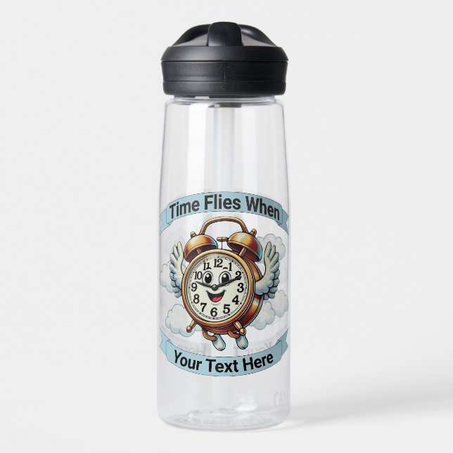 Anpassbare "Zeitfliegen, wenn" Uhr Trinkflasche (Vorne)
