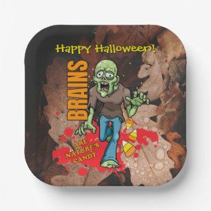 Anpassbare Zombie Halloween-Teller Pappteller