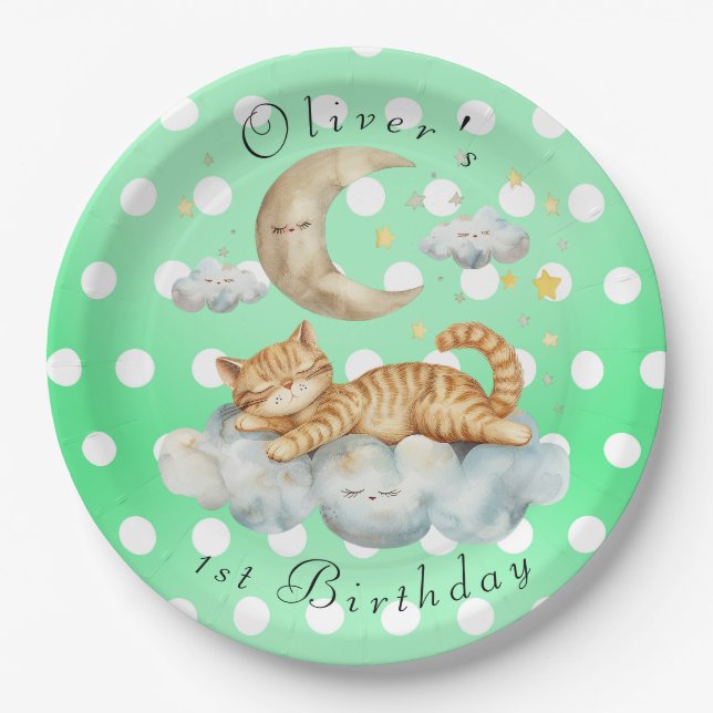 Anpassbarer 1. Geburtstag Pappteller (Vorderseite)