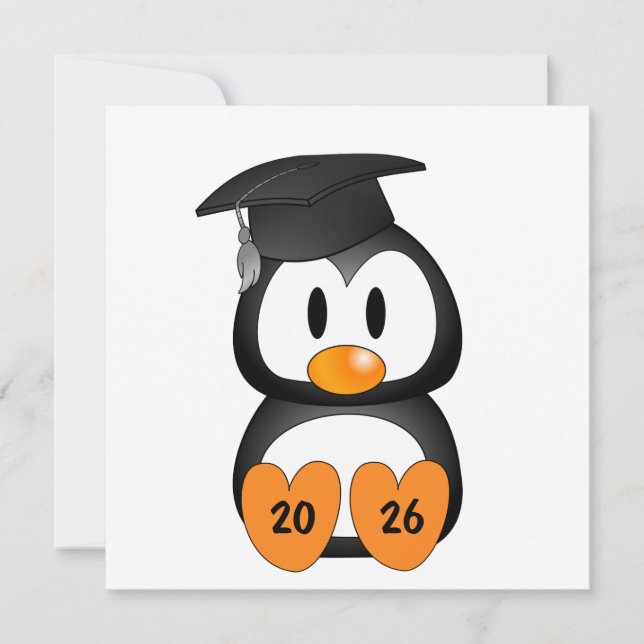 Anpassbarer Absolvent Pinguin Einladung (Vorderseite)