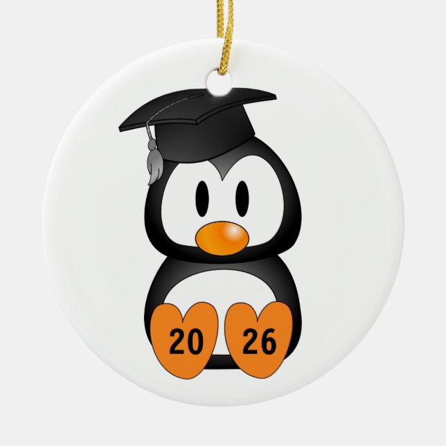 Anpassbarer Absolvent-Pinguin Keramik Ornament (Vorne)