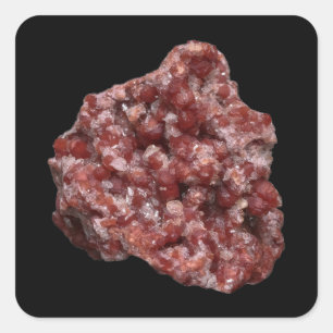 Anpassbarer Andradit-Granat- und Calcit-Cluster Quadratischer Aufkleber