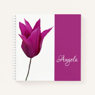 Anpassbarer Angela-Name hübsche rosa Tulpen-Blumen Notizbuch