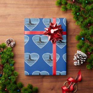 Anpassbarer Aquarius Orca Schwertwal Navy Blau  Geschenkpapier