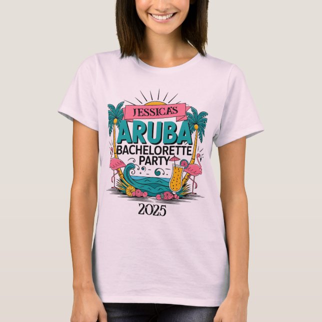 Anpassbarer Aruba Junggeselinnen-Abschied T - Shir T-Shirt (Vorderseite)