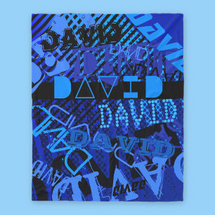 Anpassbarer beliebiger Name oder Wort Blau & Sch Fleecedecke