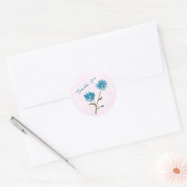 Anpassbarer blauer Blumen-Dankeschön-Umschlag  Runder Aufkleber