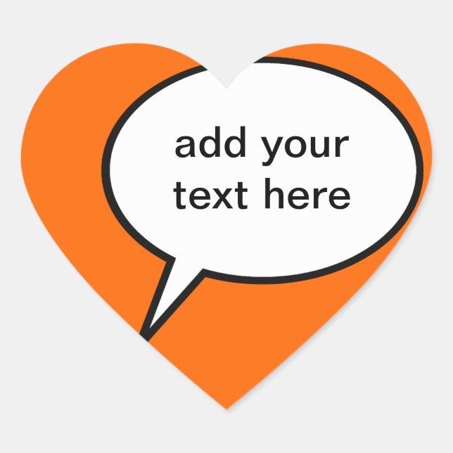 anpassbarer Cartoon-Sprechballon Herz-Aufkleber (Vorderseite)